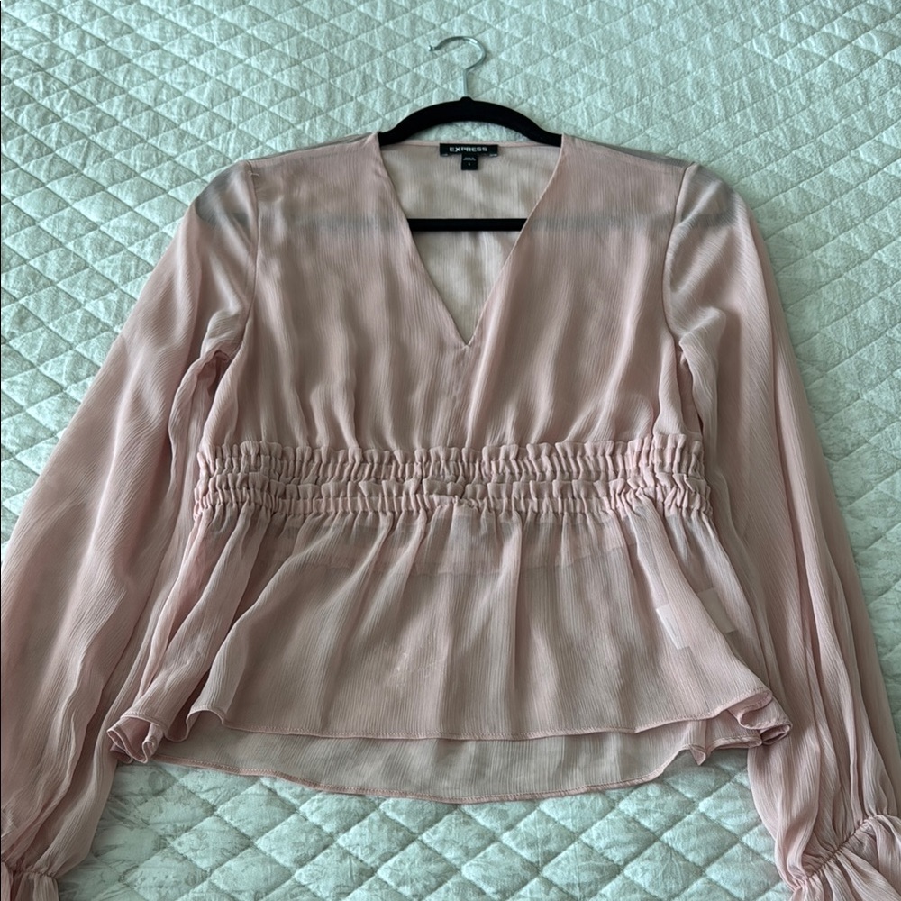 Elegant Pink V-Neck Women's Top